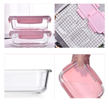 2 buc/Set cuptor cu Microunde Leakproof Sticla Bento Box Cu Sac de Depozitare a Alimentelor Recipient de Călătorie Portabil Adult Copil Lunchbox Masă Transparentă