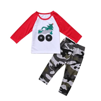 2 BUC Set Toddler Copii Baby Boy Maneca Lunga Bumbac T-shirt, Blaturi de Camuflaj Pantaloni Pantaloni Haine Copii Haine Set