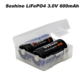 2 buc Soshine 16340 RCR123 LiFePO4 baterie 3V 600mAh baterie Reîncărcabilă protejate baterii cu cutie baterie