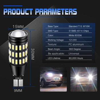2 buc T15 921 W16W LED-uri Canbus-Bec Auto Backup Reverse Lumina pentru BMW E36 E90 F30 F80 E93 E92 F34 E91 F31 E87 E46 F20 F21 E60