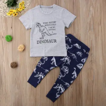 2 buc Toddler Copii Baieti Topuri de Bumbac T-shirt dinozaur Pantaloni Jambiere Costume de Haine
