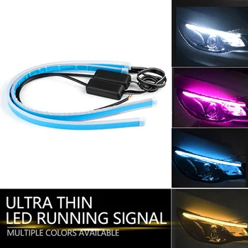 2 buc Ultrafine DRL 30 45 60cm Daytime Running Light Impermeabil Tub Flexibil Ghid Mașină de Benzi cu LED-uri Semnalizare, Lumina de Frână