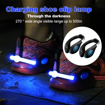 2 buc USB Reîncărcabilă Jogging în aer liber LED Pantofi Clip Noapte Lumina de Avertizare de Siguranță de Culoare de Echilibru rezistent la apa IPX5 TPU Crăciun