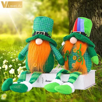 2 buc Verde Gnome Papusa de Ziua Sf. Patrick Irish Trifoi Brodate Saint Patricks Day Masa Decor de Primăvară Decorare