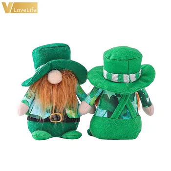 2 buc Verde Gnome Papusa de Ziua Sf. Patrick Irish Trifoi Brodate Saint Patricks Day Masa Decor de Primăvară Decorare