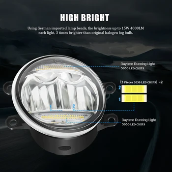2 Bucati Car LED Lumina de Ceață Ansamblul Lampă cu lumină de Zi DRL 30W 8000LM 12V Pentru Toyota Auris 2012 2013 2016 2017 2018