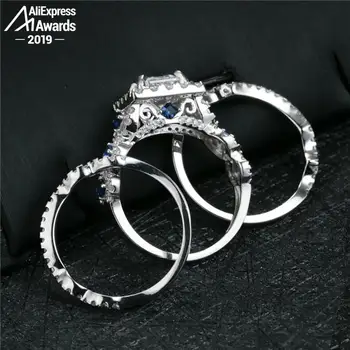 2 carate asscher tăiat Diamant Inel S925 argint fin propunere nunta aniversare da, am făcut logodna