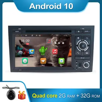 2 Din Radio Auto Android 10.0 Pentru Audi A4 Stereo Auto Navigatie GPS DVD CD Disc BT SWC RDS Carplay DAB Camera AUX