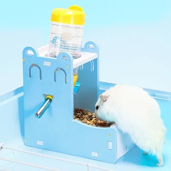 2 In 1 Albastru Șobolan, Hamster Automată Pet De Apa De Băut Sticla De Alimentare Alimentator Fantana Dozator Fierbător Alimentare Automata Consumabile