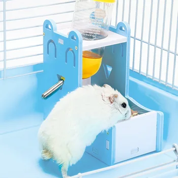2 In 1 Albastru Șobolan, Hamster Automată Pet De Apa De Băut Sticla De Alimentare Alimentator Fantana Dozator Fierbător Alimentare Automata Consumabile