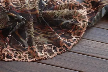 2 Metri De Dantelă De Ornamente Florale Brodate Leopard Imprimate Tul Dantela 7.48 Inch Wide De Înaltă Calitate