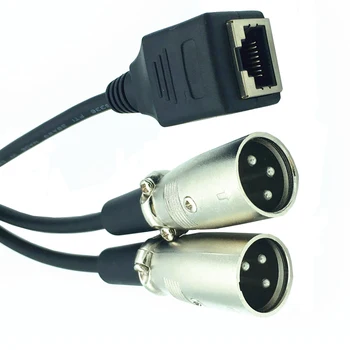 2 XLR 3 Pini de sex Masculin La RJ45 Feminin Adaptor de Rețea Cablu Conector Scurt 25cm
