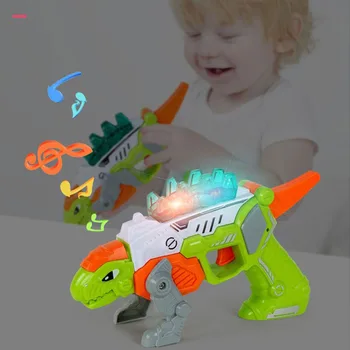2 în 1 Electric Deformare Arma Jucării de Sunet și Lumină Simulare Dinozaur Pistol Pentru Băiatul de Sport în aer liber Arma CS Joc Jucărie