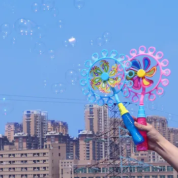 2-în-1 Moară de vânt Bubble Stick Magic Bubble Blower Stick de Joaca pentru Copii Jucărie Automată Mașină de Bule de Săpun Bule de Apă Pentru Copii