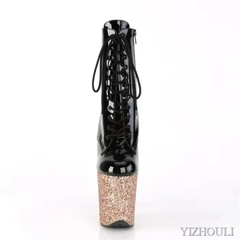 20 cm sexy cu paiete impermeabil platforma negru căpută, cizme stiletto 8 cm inaltime dans pol model petrecere glezna cizme