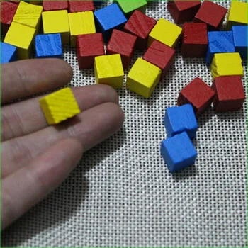 20 de Bucati de Cuburi din Lemn pentru Tabla de Joc Accesoriu Rosu Galben Albastru Verde Portocaliu Violet