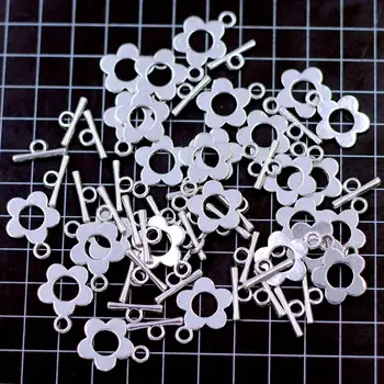 20 de Seturi de Cleme de Comutare se Potrivesc Sunet de Argint Forma de Floare Pentru Farmecul Bratari 16x20mm