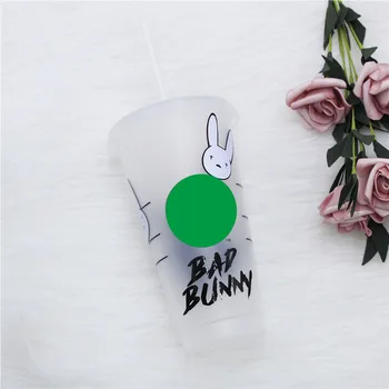20 oz Bad bunny Reutilizabile Venti Personalizate Modele Ceașcă Ceașcă de Plastic Profesor Cadou Personalizat Inspirat Bere Rece Cupa