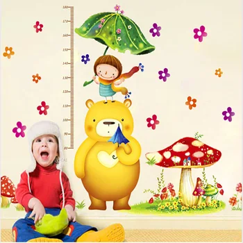 200*150cm Mari Ursul Desene animate Copii Înălțimea Autocolante de Perete pentru Camera Copiilor Animal Minunat Decor Acasă Fată Frumoasă Decor de Perete