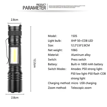 2000 de Lumeni cele Mai Luminoase Mini Lanterna Portabil Impermeabil USB Reîncărcabilă Tactice Lungă de Utilizare 4 Moduri în aer liber, Camping Pescuit