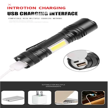 2000 de Lumeni cele Mai Luminoase Mini Lanterna Portabil Impermeabil USB Reîncărcabilă Tactice Lungă de Utilizare 4 Moduri în aer liber, Camping Pescuit