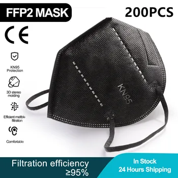 200PCS Negru CE FFP2 Mascarillas Reutilizabile KN95 Masca de Protectie Masca de Fata 95% PM2.5 Anti-picaturi ffp2mask reutilizable Baluri