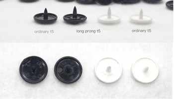 200sets alb sau negru pin mai lung KAM Rotund Cerc Fixați Butonul de 12mm 20 T5 Plastic Lucios Fixare butoane