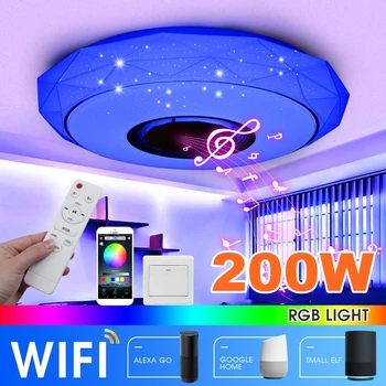 200W WiFi Moderne Smart LED Lumina Plafon APLICAȚIE Inteligent de Control Lampă de Tavan Camera de zi RGB Dimmer bluetooth Muzică Ușoară