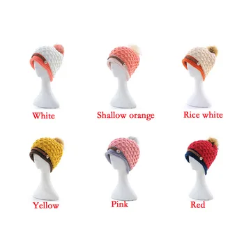 2016 Femei De Iarnă Beanie Hat Pentru Copii Pălăria Capac Mare Real Blană De Vulpe Poms Pom De Iarnă Beanie Hat