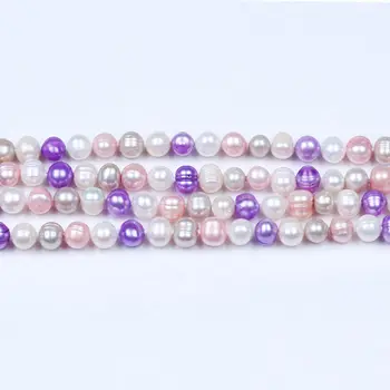 2016 nou reale de cultură de apă dulce colier de perle de 6-7mm cartofi pearl alb roz violet pearl colier lung