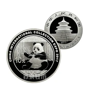 2017 China 10 de Yuani Panda Monede de Argint Reale Original Monede de Colecție Cadou cu Certificat UNC