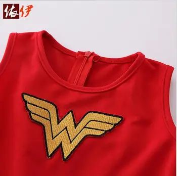 2017 Nou Halloween Superman Wonder Woman Copii Petrecere de Costume Cosplay Cadou Pentru Fete Haine pentru Copii Îmbrăcăminte Set S-XL