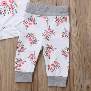 2018 Brand Nou Copil Copii Copii Fete Băieți Haine 3PCS Maneca Lunga Print Cotton Romper+Jambiere Pantaloni+Pălării de Toamnă Tinuta de Iarna