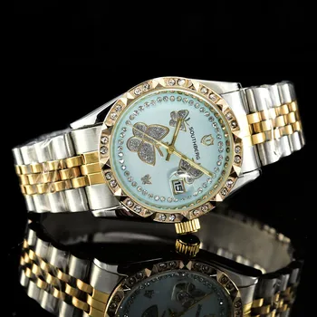 2018 Ceas de Aur Femei de Lux de Brand Nou de la Geneva Doamnelor Cuarț Ceas de Cadouri Pentru Fete Full Inox Stras ceasuri de mână