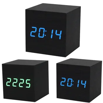 2018 Controlul Acustic de Alarmă Lemn cub Ceas LED Calendar Creative display Dormitor Student masă, ceas kit#23#5%