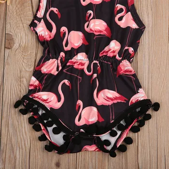 2018 fierbinte Copil copii Copii Fete Flamingo Toassel Salopeta Bentita Tinutele 2 BUC moda vara print minunat fără mâneci CH