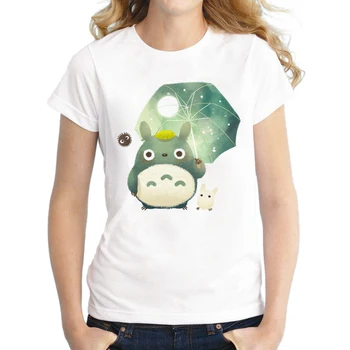 2018 Moda De Vara Pentru Femei T-Shirt Totoro Imprimat Tricouri Casual Slim Top Feminin Drăguț Scurt Maneca Tee