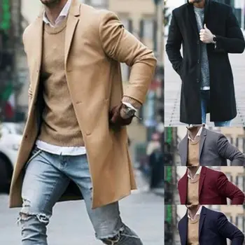 2018 Vânzare Fierbinte Bărbați Haină de Lână de Iarnă Trenci ofițeresc Uza Palton Fashion Solidă Maneca Lunga Haina Amestecuri