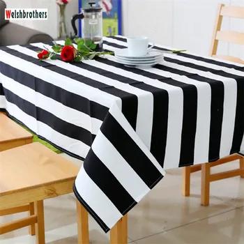 2018Simple modern alb-negru cu dungi pânză masă masă masă acoperă prosop de fata de masa 2 culori opțional