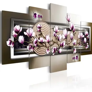 2019 Arta De Perete Panza Tablou 5 Piese Mangnolia Flori De Orhidee, Flori, Decorațiuni Interioare Moderne,Alege Culoarea Și Dimensiunea((Fara Rama)
