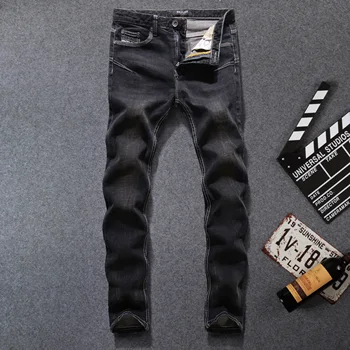2019 balplein Brand Nou Culoare Neagra Elastica Blugi Skinny Pentru Barbati Spălat balplein Brand Bărbați Jeans Bumbac,702-C
