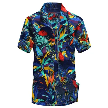 2019 Barbati Vara Noi de Moda Casual de Bază pragul de Camasi Slim Barbati Hawaiian Scurtă de Imprimare Tricou Sport Beach Top Tricouri #40