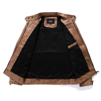2019 Brand de Moda Haine de Piele pentru Bărbați Sacou Casual Solid Jachete de Piele Stand Guler Hanorac cu Fermoar Geaca de Piele Barbati