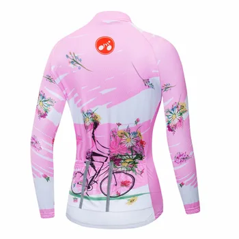 2019 Ciclism jersey pentru Femei Biciclete tricou maneca Lunga MTB Sus Maillot de Biciclete de Top, Drum de Munte, tricouri sport racing bluza roz