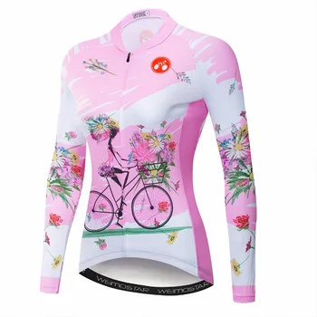 2019 Ciclism jersey pentru Femei Biciclete tricou maneca Lunga MTB Sus Maillot de Biciclete de Top, Drum de Munte, tricouri sport racing bluza roz