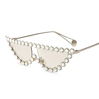 2019 Damele de Lux Stras Ochi de Pisica ochelari de Soare pentru Femei Brand Design Cadru Metalic de Aur Pahare Mici Cateye Ochelari de Soare UV400