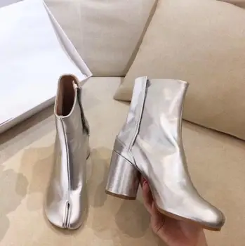 2019 Design de Brand Tabi Cizme Split picior Indesata Toc Înalt Cizme pentru Femei din Piele Zapatos Mujer de Moda de Toamna pentru Femei Pantofi Botas Mujer