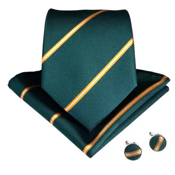 2019 DiBanGu Clasic Verde Bărbați Cadouri Clip Cravată 150cm lungime Gât Cravată Batista Butoni Cravata de Afaceri, Petrecere de Nunta Cravată Set