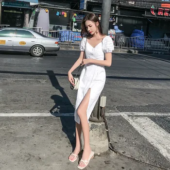 2019 Europene Printesa Rochie Mini Femei Polka Dot Ruffle Sleeve Scurt de Epocă transport gratuit
