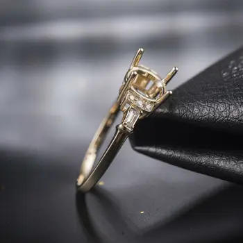 2019 Femei DIY Inele de Setare Rotund 6.5 mm Inel de Fixare Solid 14K Aur Galben Real Aniversare de Nunta de Diamant Semi Inel Pentru Doamna